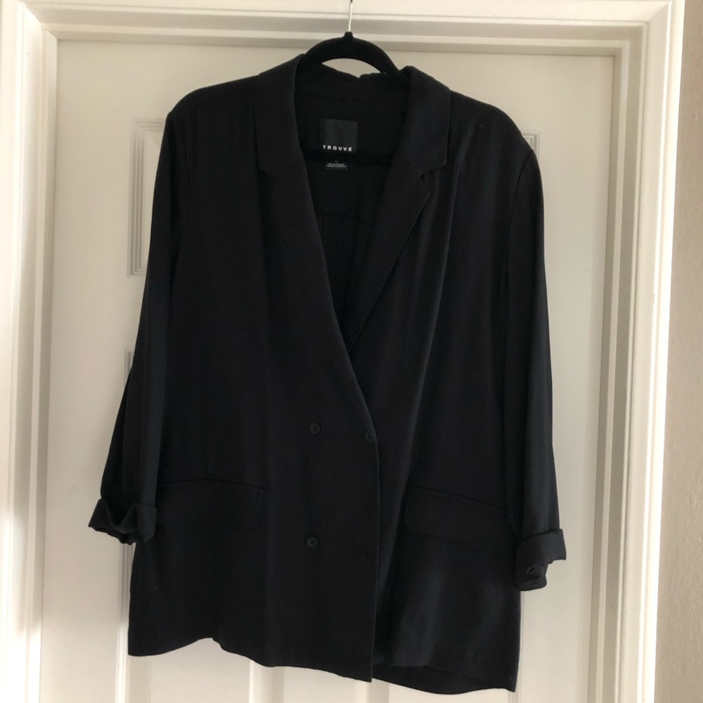 Black Trouve double breasted blazer